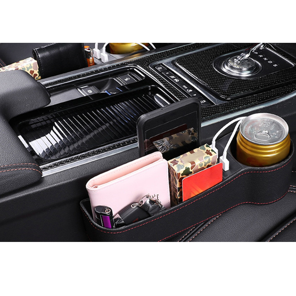 Seat Gap Filler Organizer With Usb Charger - Czarna uniwersalna skrzynka do przechowywania w