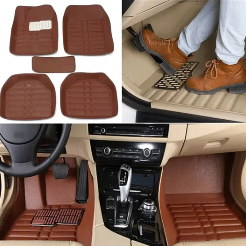 Car Floor Mats Universal Waterproof Leather - 5 szt. Wysokiej jakości, łatwe w