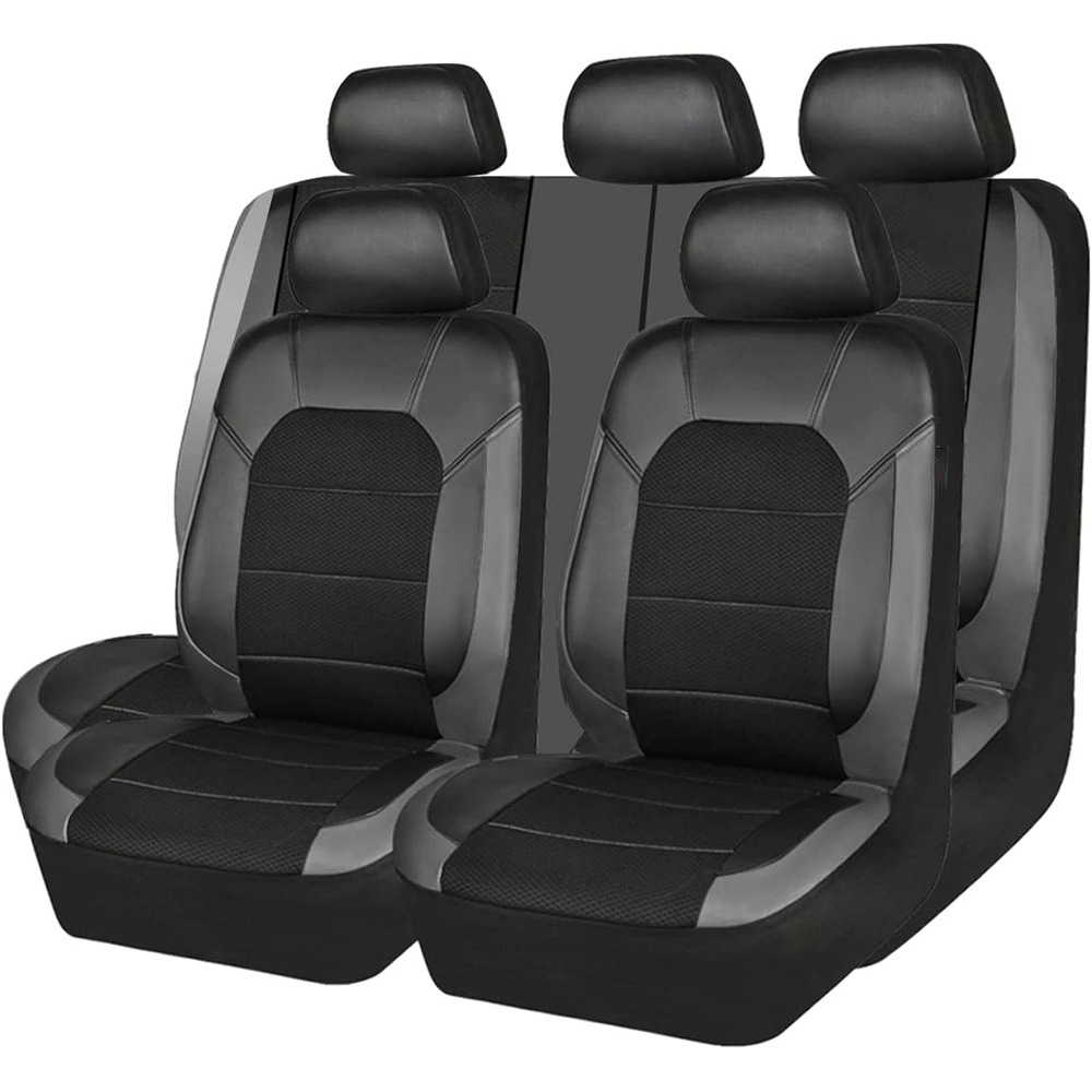 Leather Car Seat Covers Full Set Universal - 9 sztuk / zestaw Pokrowiec na