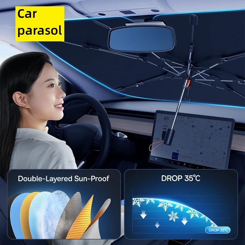 Car Sunshade Windshield Umbrella Foldable - Samochodowa osłona przeciwsłoneczna Parasol przedniej szyby