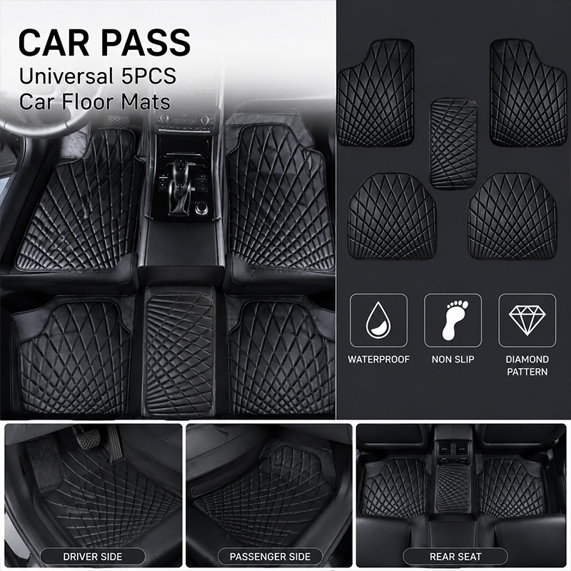 Car Floor Mats Universal Waterproof Leather - Uniwersalne skórzane dywaniki samochodowe CAR PASS,
