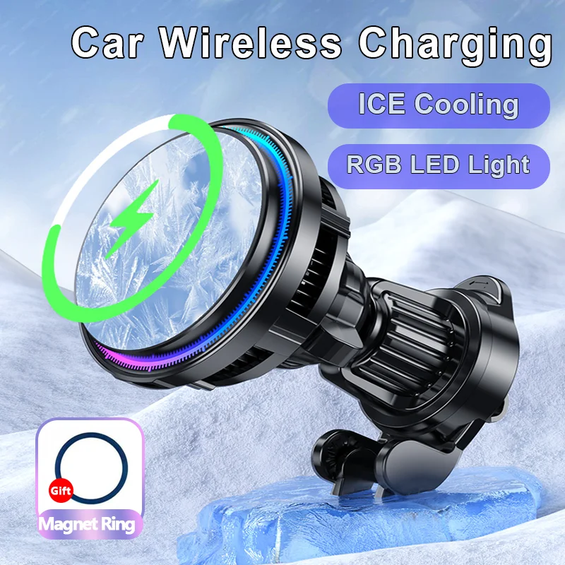Wireless Car Charger Mount Fast Charging - Magnetyczna bezprzewodowa ładowarka samochodowa Ice Cooling