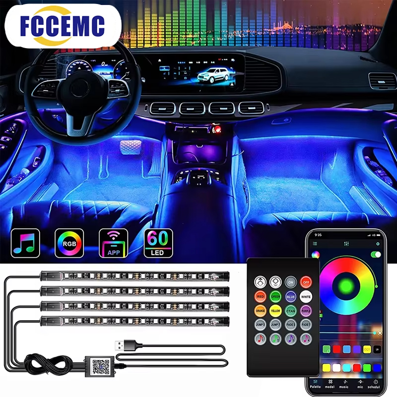 Led Ambient Interior Car Lights App Control - Podświetlenie RGB Zdalne sterowanie aplikacją Muzyka