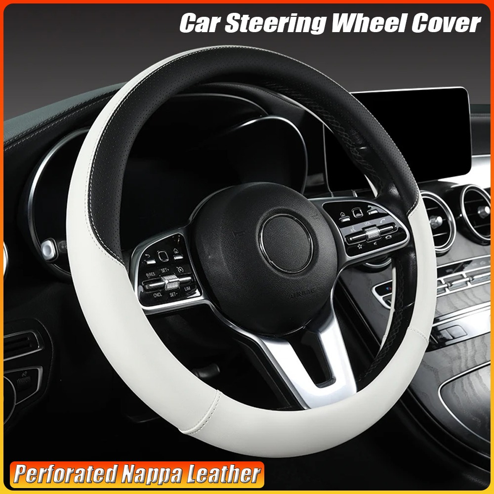 Car Steering Wheel Cover Anti Slip Breathable - Perforowana skóra Nappa Pokrowiec na kierownicę
