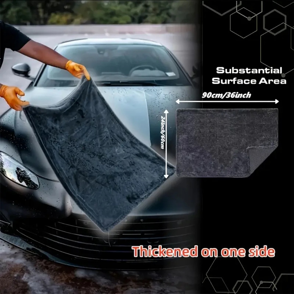 Microfiber Car Drying Towel Super Absorbent - Duża, ciemnoszara ściereczka z mikrofibry do
