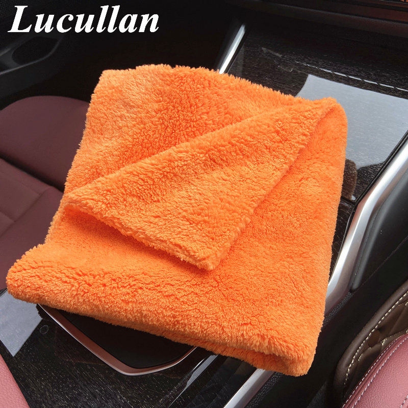 Microfiber Car Drying Towel Super Absorbent - Lucullan 40x40cm pomarańczowy bardzo gruby pluszowy