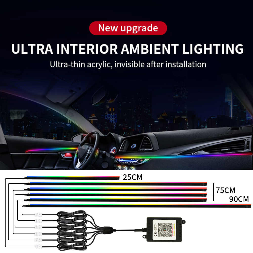Zestaw akrylowych lamp LED do  – Led Ambient Interior Car Lights App Control recenzja i cena