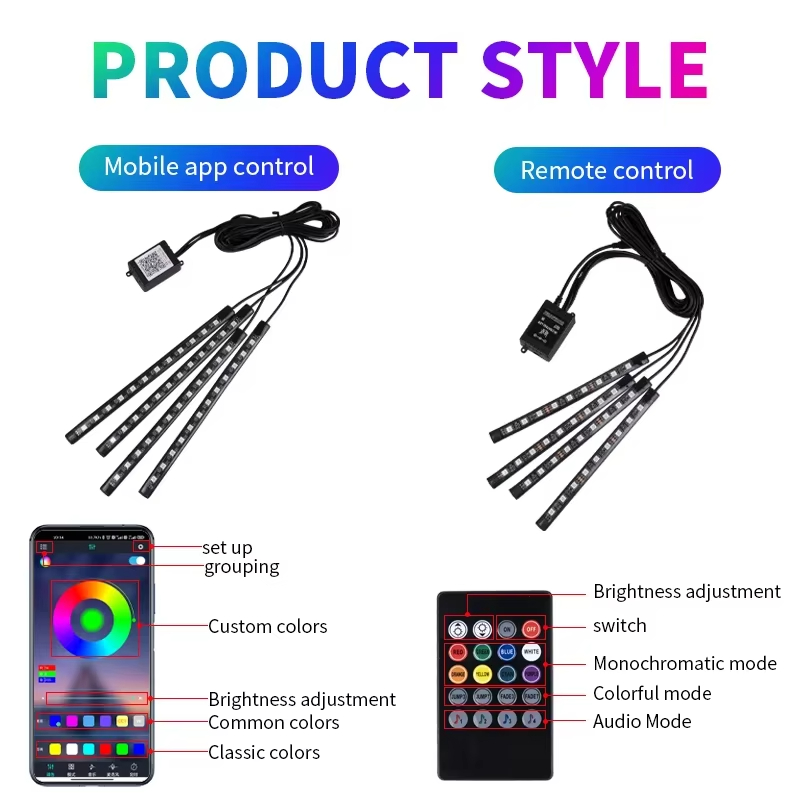 Podświetlenie RGB Zdalne stero – Led Ambient Interior Car Lights App Control recenzja i cena