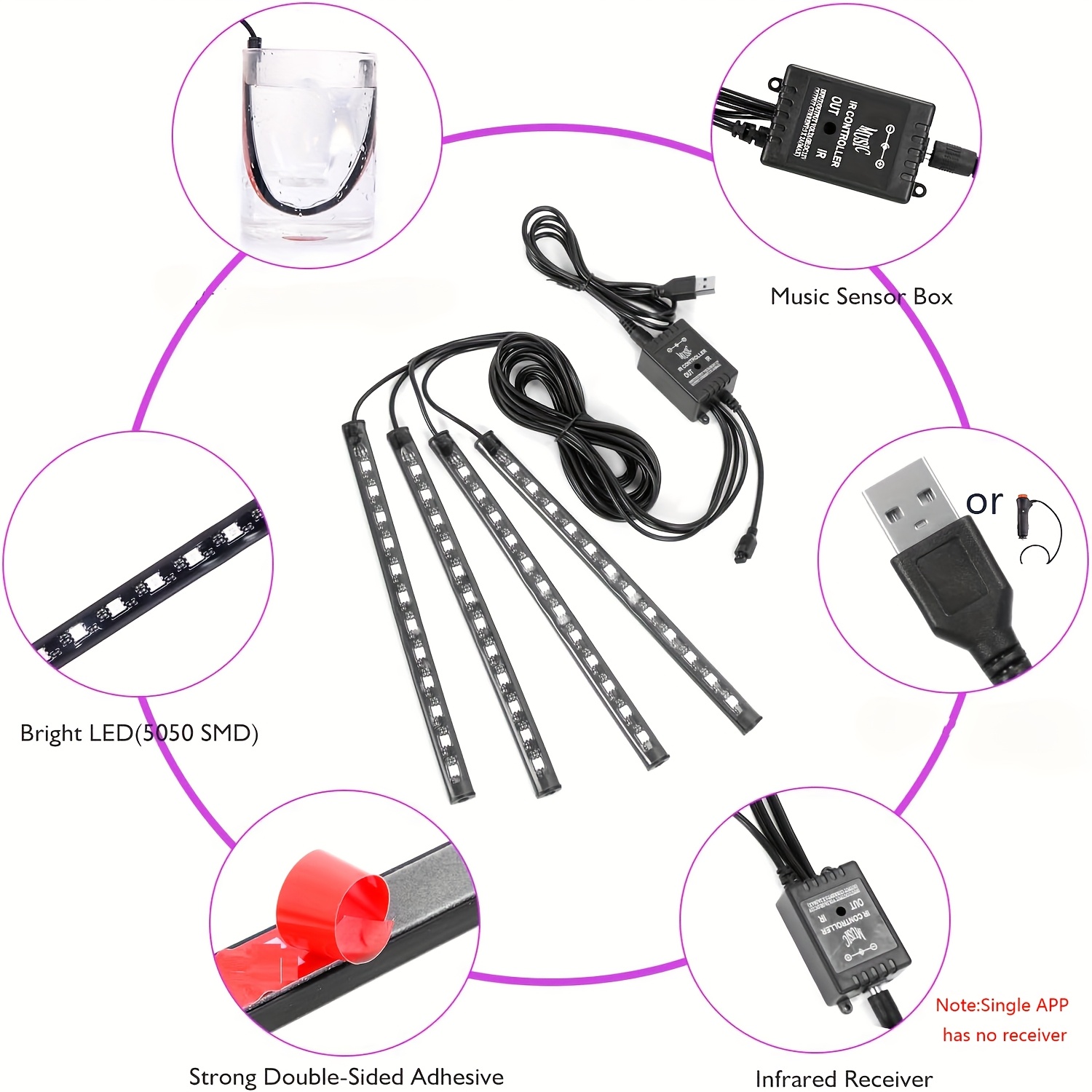 72/48 Neonowe LED-owe oświetle – Led Ambient Interior Car Lights App Control recenzja i cena