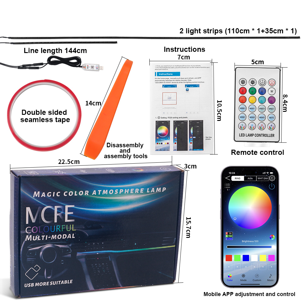 64 kolory USB Samochodowe oświ – Led Ambient Interior Car Lights App Control recenzja i cena